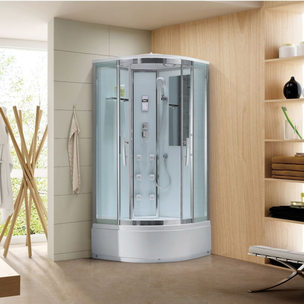 Душевая кабина Black&White Galaxy G5503 100x100 см профиль хром 5503100 (детальная фотография), полукруглые, четверть круга