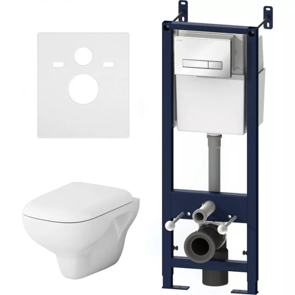 Унитаз с инсталляцией Am.Pm Like с сиденьем микролифт и клавишей белый глянец IS30201.801700 (детальная фотография)