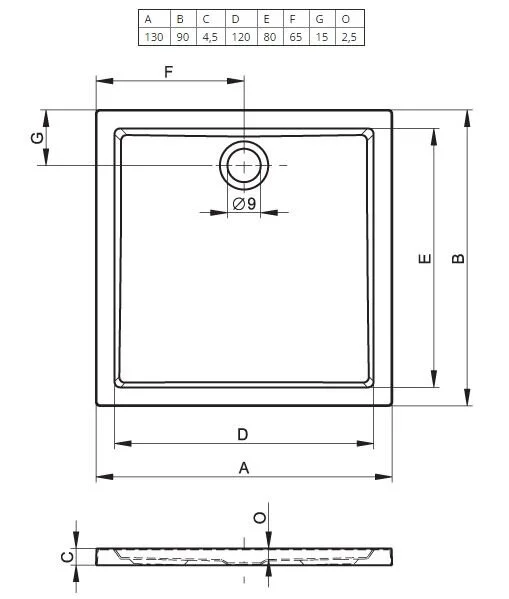 Душевой поддон акриловый белый Riho Zurich 262 130x90 см D001001005 (детальная фотография), низкие до 15 см