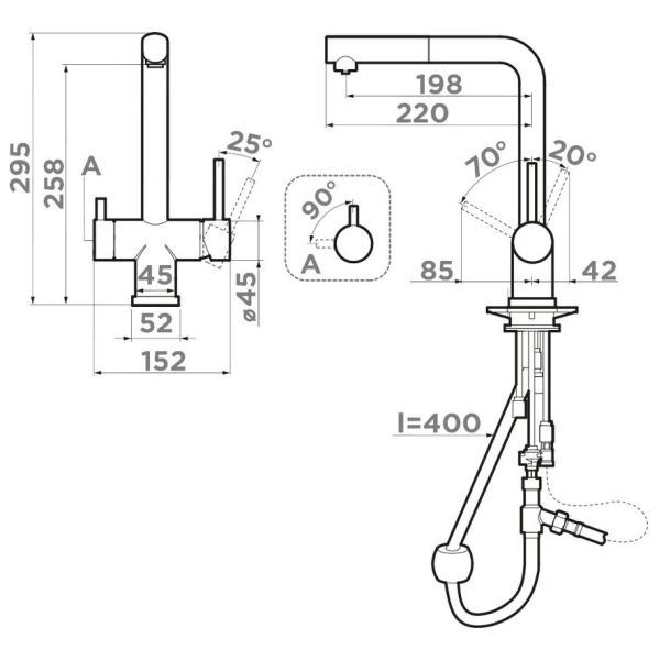 Схема (детальная фотография), для кухни, для питьевой воды с фильтром