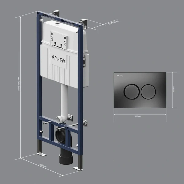 Инсталляция для унитаза Am.Pm MasterFit с кнопкой черной матовой I012710.0138 (детальная фотография), нет в наличии