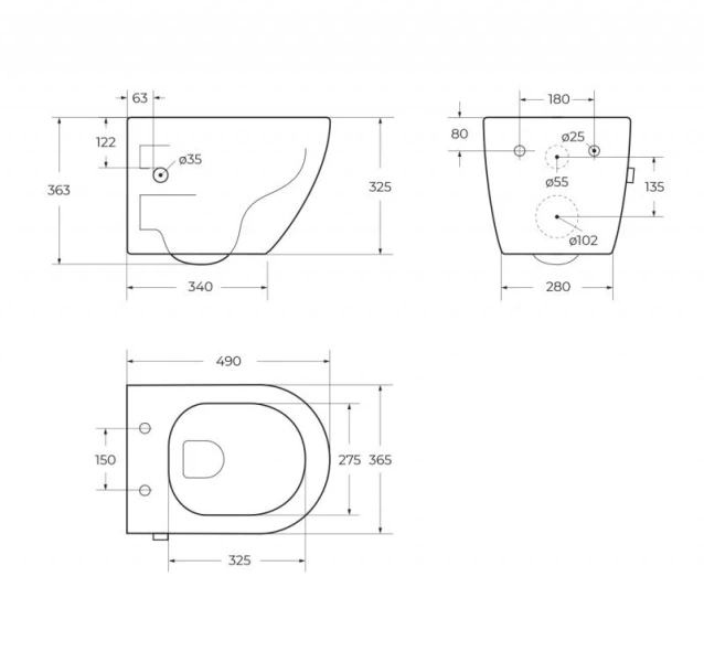 Унитаз подвесной BelBagno Uno с функцией биде BB3105CHR-BS/SC (детальная фотография), подвесные, встраиваемые