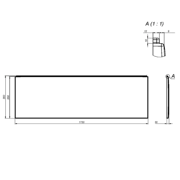 Фронтальная панель Am.Pm X-Joy 175 см белая W94A-175-075W-P (детальная фотография), по запросу