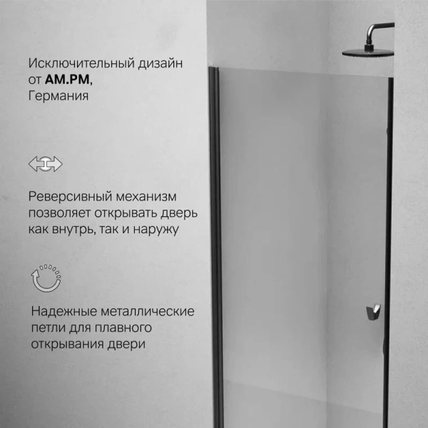 Душевая дверь в нишу Am.Pm Sunny 90 см профиль черный W87G-90-1P-BT (детальная фотография) index_1