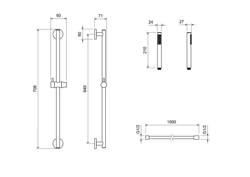 Душевой гарнитур Акватек Европа золото шлифованное AQ2012BG (детальная фотография), душевые гарнитуры