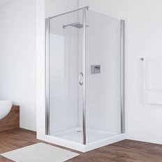 Душевой уголок профиль глянцевый хром стекло прозрачное Vegas-glass