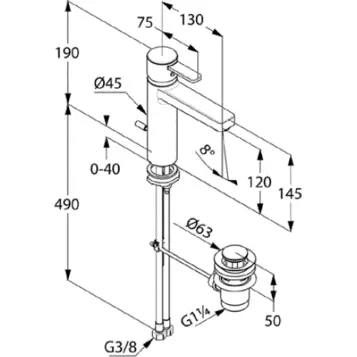 Смеситель для раковины Kludi Zenta однорычажный 382640575 (детальная фотография), для раковины