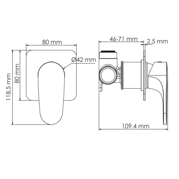 Смеситель для душа WasserKRAFT Weida хром 3151 (детальная фотография), для душа