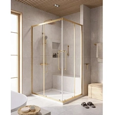Душевой уголок Cezares Relax 120x90 см профиль брашированное золото стекло прозрачное