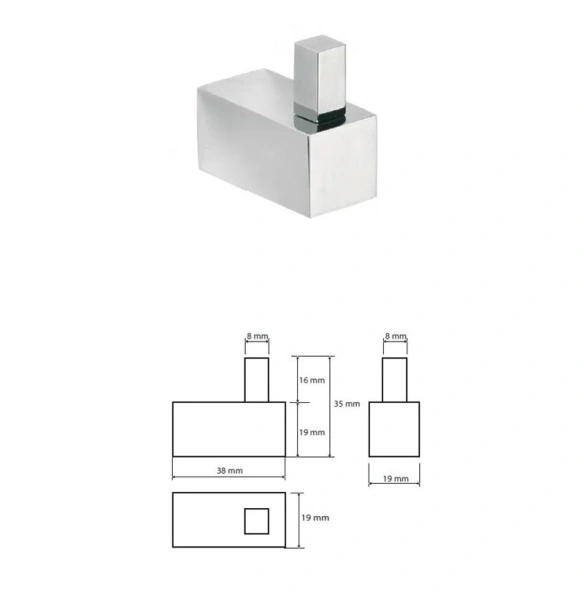 Крючок для ванной Bemeta Beta одинарный 132106132 (детальная фотография), современные, hi-tech