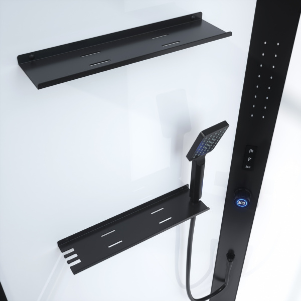 Душевая кабина Black&White Galaxy G8035 90x90 см с гидромассажем 8035000 (детальная фотография), стеклянные, прозрачные