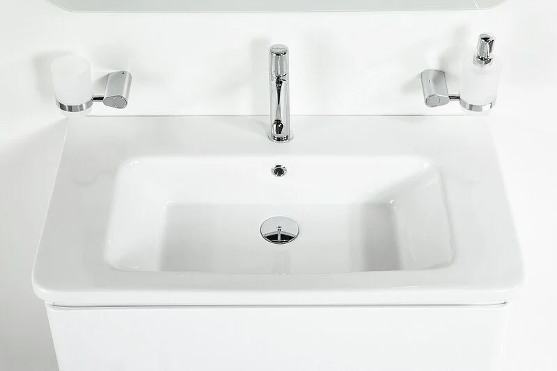 Тумба под раковину подвесная BelBagno Albano-Cer 80 см bianco lucido ALBANO-CER-800-2C-SO-BL (детальная фотография), окрашенные