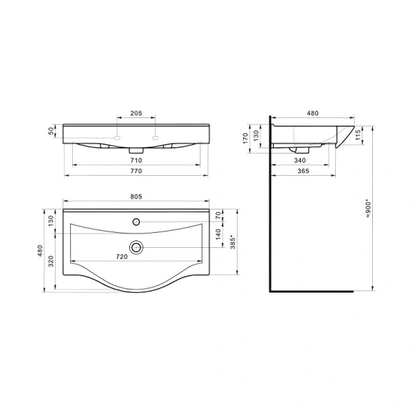 Раковина мебельная Акватон Беверли 80 см белая 1WH302422 (детальная фотография), в наличии