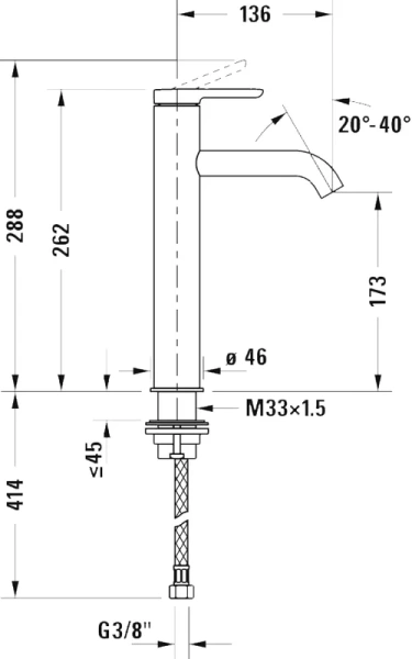 Смеситель для раковины Duravit C.1 хром C11030002010 (детальная фотография), однорычажные, двухрычажные