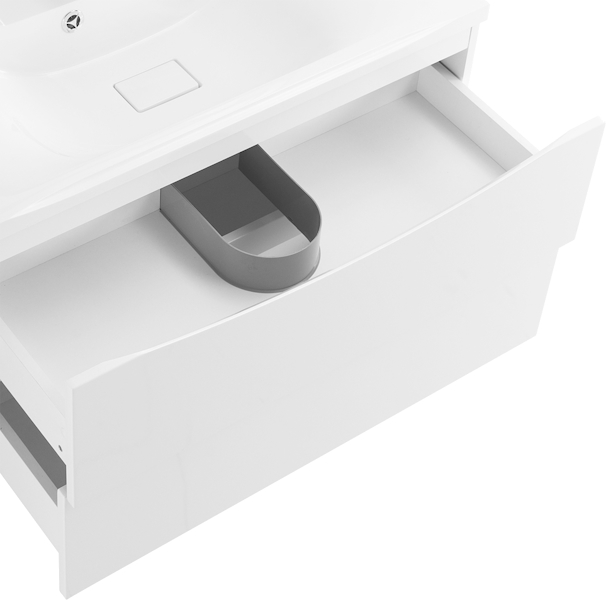 Тумба под раковину подвесная BelBagno Marino 100 см с двумя выкатными ящиками, bianco lucido MARINO-1000-2C-SO-BL-P (детальная фотография), белая