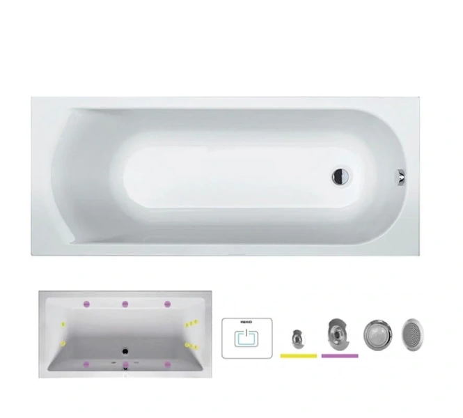 Ванна гидромассажная Riho Miami 150 x 70 см, FLOW BB5800500000000_FLOW (детальная фотография), акриловые
