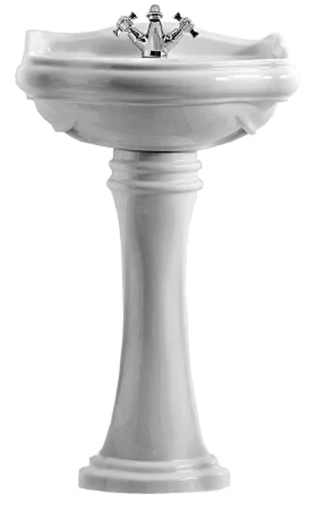 Раковина Kerasan Retro 55 см белая, с 3 отверстиями под смеситель 104501*3 (детальная фотография), белые