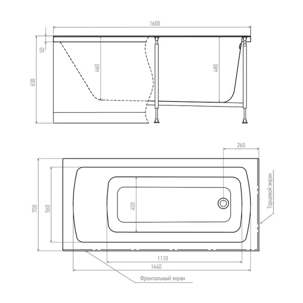 Ванна акриловая Timo Ritta 160x70 см белая RITTA1670 (детальная фотография), акриловые