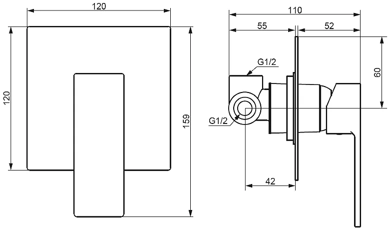 Смеситель для душа Damixa Gala 537500 без дивертора (детальная фотография), хром, черные