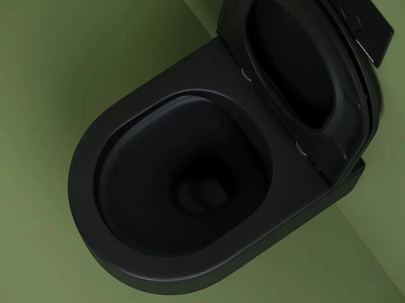 Унитаз подвесной Ceramica Nova Ulma черный матовый CN4006MB (детальная фотография), с горизонтальным, прямым выпуском, с прямым выпуском