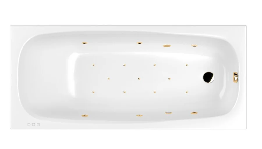Ванна гидромассажная Whitecross Layla Relax, 170 х 75 см, увеличенная толщина акрила, усиленная армировка, белый/золото, 0102.170075.100.RELAX.GL (детальная фотография)