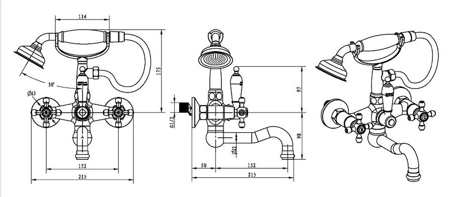 Смеситель для ванны Boheme Royal Cristal хром 273-Royal/CRST (детальная фотография), для ванны