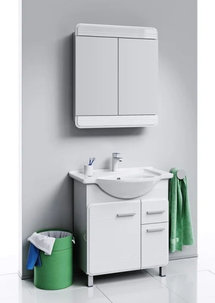 Зеркальный шкаф Aqwella Corsica 75 см белый Kor.04.07 (детальная фотография), современные, hi-tech