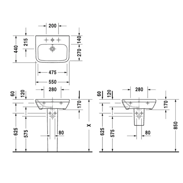 Раковина Duravit Durastyle 23195500 (детальная фотография), подвесные