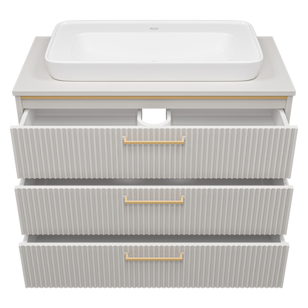 Тумба под раковину напольная Brevita Elche 100 см серая ELC-0100-0302Я (детальная фотография), современная, hi-tech