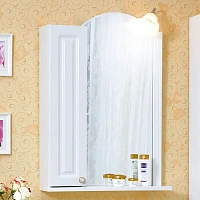 Зеркало со шкафчиком слева, цвет белый глянец, Бриклаер Анна 60 L