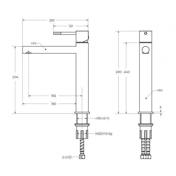 Смеситель для раковины Cezares Relax хром RELAX-LC2-01-W0 (детальная фотография), для раковины