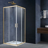Душевой уголок Vincea Alpha 90х90 см профиль брашированное золото
