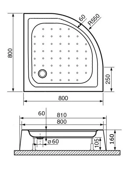 Душевой поддон RGW Acryl Lux/TN-P 80х80 см литой, полукруглый 16180488-41 (детальная фотография), недорогие