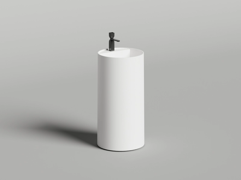 Раковина напольная Salini Armonia Round Top 01 белый матовый 130421TM (детальная фотография), современные, hi-tech