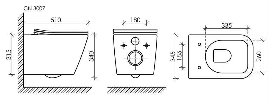 Унитаз с инсталляцией Ceramica Nova Metric кнопка черная CN3007_1001B_1000 (детальная фотография), с инсталляцией
