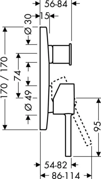 Смеситель для ванны хром Axor Starck X 10447000 (детальная фотография), для душа