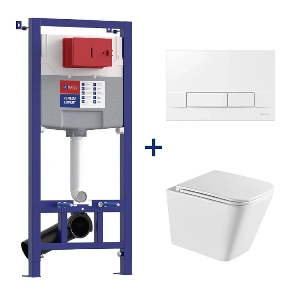 Унитаз с инсталляцией Lemark Florex клавиша хром глянец 100121423 (детальная фотография)