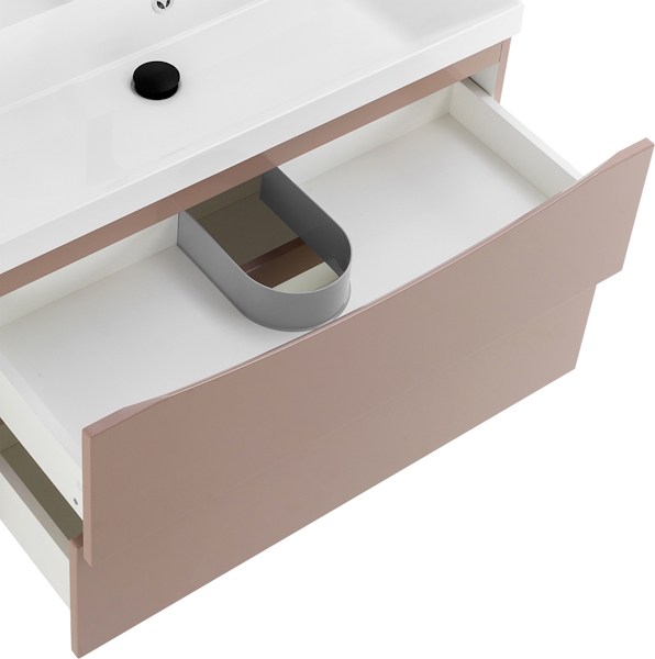 Тумба под раковину подвесная BelBagno Marino 80 см capucino lucido MARINO-800-2C-SO-CL-P (детальная фотография), светло-коричневая