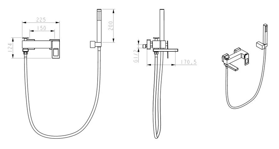 Смеситель для ванны Boheme Q хром/черный 143-CRB (детальная фотография), для ванны