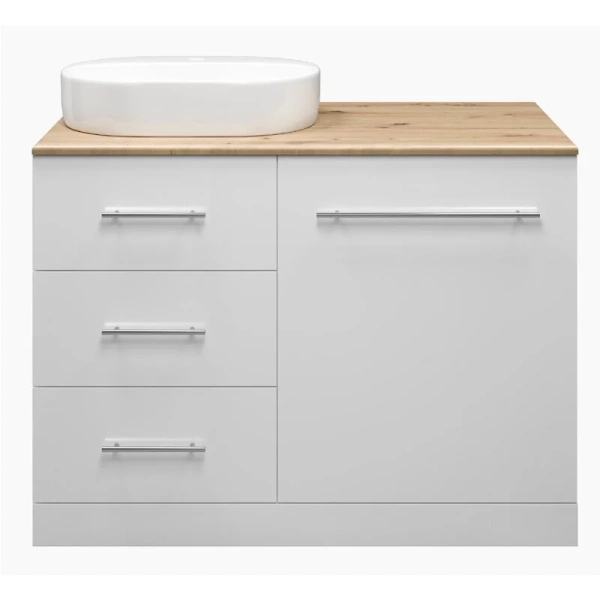 Тумба под раковину напольная Misty Респект 120 см белая/дуб артизан левая Э-Рес01120-13ЯЛ (детальная фотография)