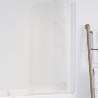 Душевая шторка на ванную профиль белый стекло шиншилла Vegas-glass