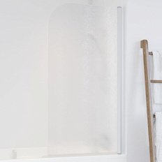 Душевая шторка на ванную профиль белый стекло шиншилла Vegas-glass