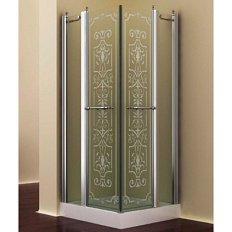 Душевой уголок, профиль хром, прозрачное стекло, матовый узор, Romance Collection Skara