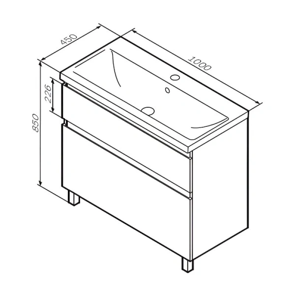 Тумба с раковиной напольная Am.Pm X-Joy M85AFSX1002WG 100 см с двумя ящиками (детальная фотография), в наличии, нет в наличии