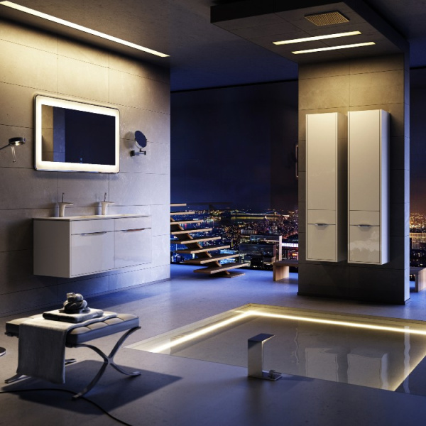 Шкаф-пенал подвесной Aqwella Malaga 33 см белый, петли слева Mal.05.03/L (детальная фотография), по запросу