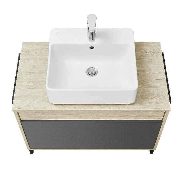 Тумба с раковиной Акватон Лофт Урбан 1A247601LQX60 80 см с механизмом открывания Push-To-Open (детальная фотография), под накладную раковину