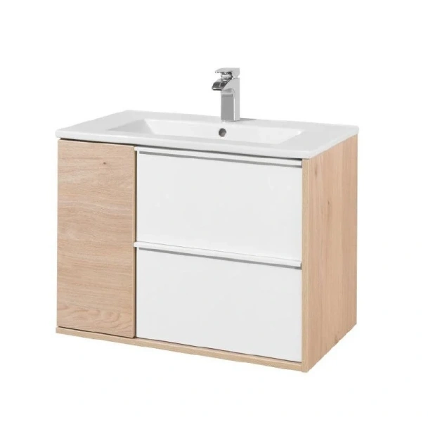 Тумба с раковиной подвесная Акватон Бостон 1A252601BN010 75 см с дверцей и двумя ящиками (детальная фотография)