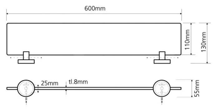 Полочка для ванной Bemeta Omega стеклянная 104102042 (детальная фотография), современные, hi-tech