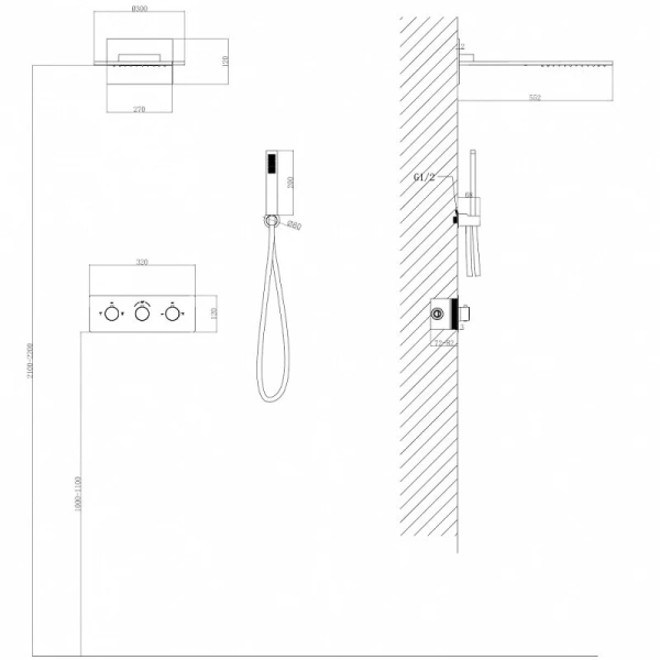 Душевой комплект Abber Wasser Kreis золото матовое AF8151G (детальная фотография), комплекты