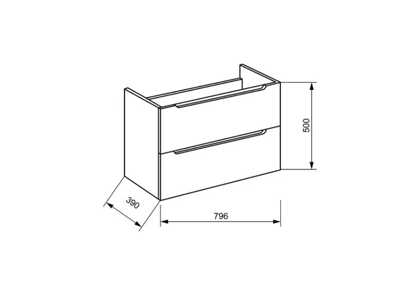 Тумба под раковину подвесная Belbagno Etna 39 80 см с двумя выкатными ящиками, bianco lucido ETNA39-800/390-2C-SO-BL-P (детальная фотография), в наличии
